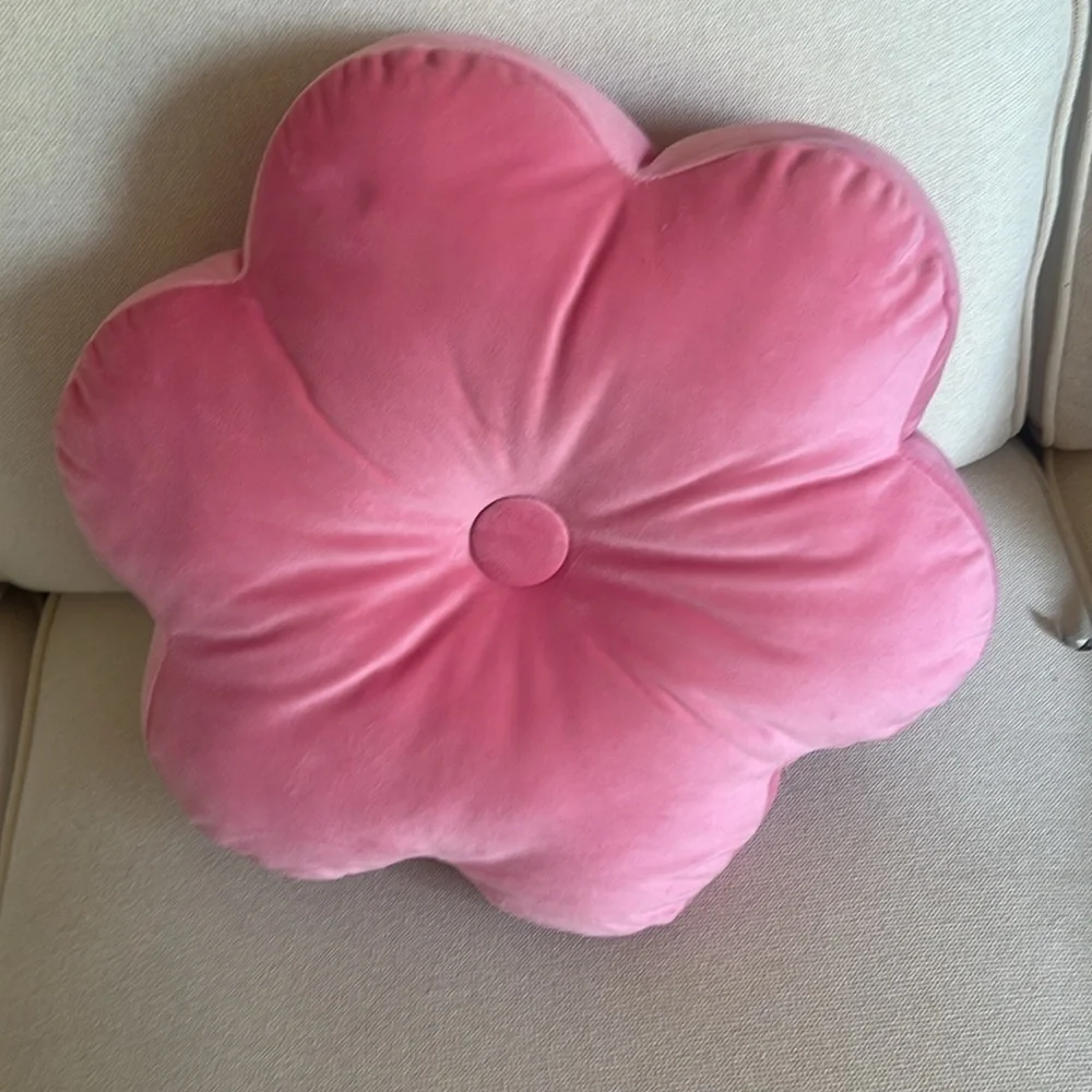 World Market Pink Flower Throw Pillow